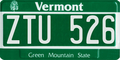 VT license plate ZTU526