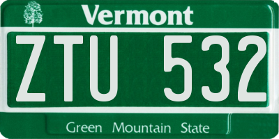 VT license plate ZTU532