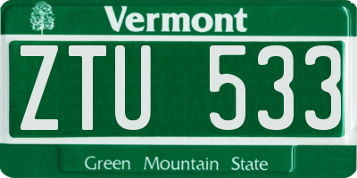 VT license plate ZTU533