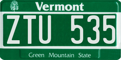 VT license plate ZTU535