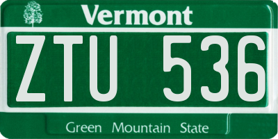 VT license plate ZTU536