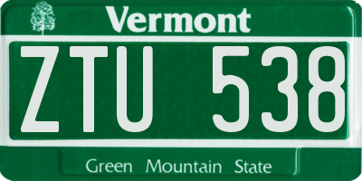 VT license plate ZTU538
