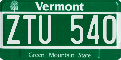 VT license plate ZTU540