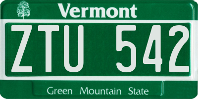 VT license plate ZTU542