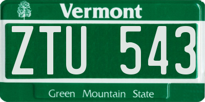 VT license plate ZTU543