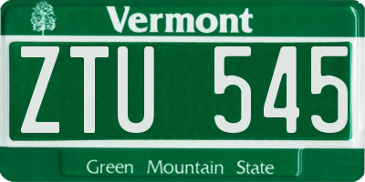 VT license plate ZTU545