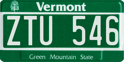 VT license plate ZTU546
