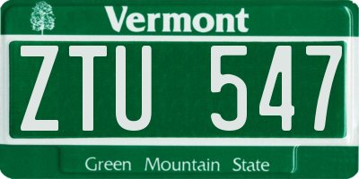 VT license plate ZTU547