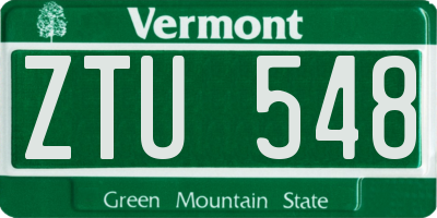 VT license plate ZTU548