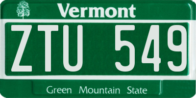 VT license plate ZTU549