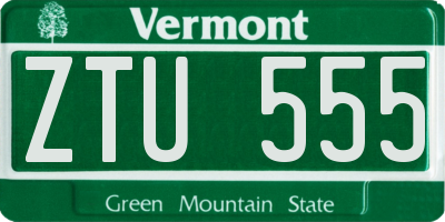 VT license plate ZTU555