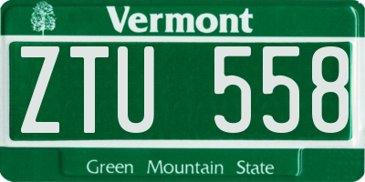 VT license plate ZTU558