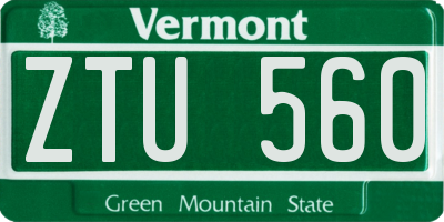 VT license plate ZTU560