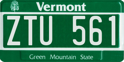 VT license plate ZTU561