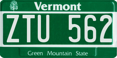 VT license plate ZTU562