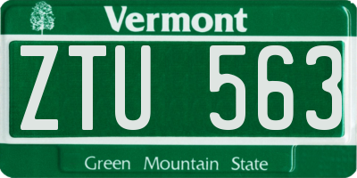 VT license plate ZTU563