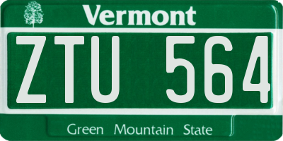 VT license plate ZTU564