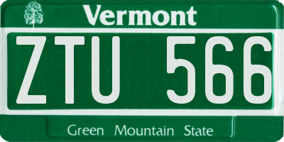 VT license plate ZTU566