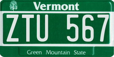 VT license plate ZTU567