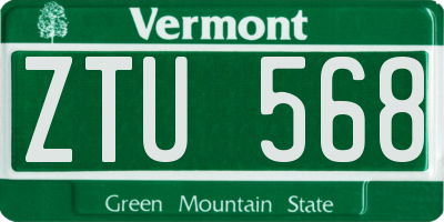VT license plate ZTU568