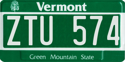 VT license plate ZTU574