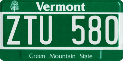 VT license plate ZTU580