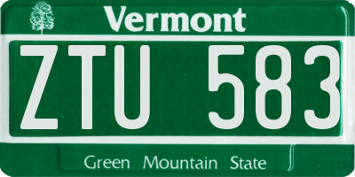 VT license plate ZTU583