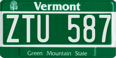 VT license plate ZTU587