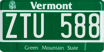 VT license plate ZTU588