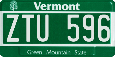 VT license plate ZTU596