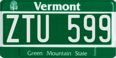 VT license plate ZTU599