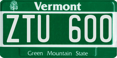 VT license plate ZTU600