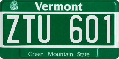 VT license plate ZTU601