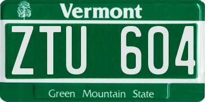 VT license plate ZTU604