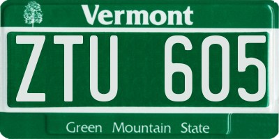 VT license plate ZTU605