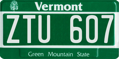 VT license plate ZTU607