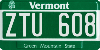 VT license plate ZTU608