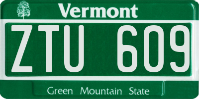 VT license plate ZTU609