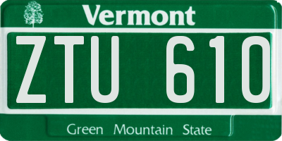 VT license plate ZTU610