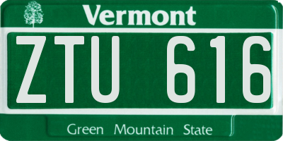 VT license plate ZTU616