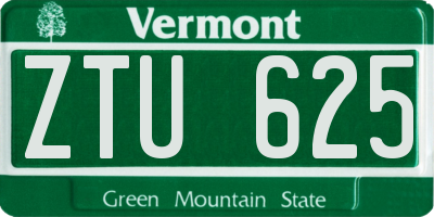 VT license plate ZTU625