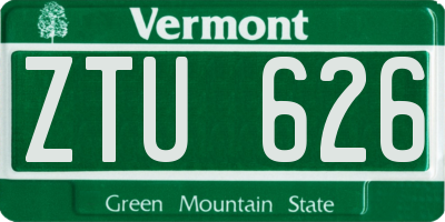 VT license plate ZTU626