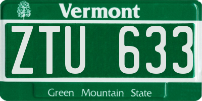 VT license plate ZTU633