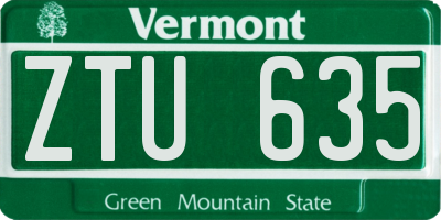 VT license plate ZTU635