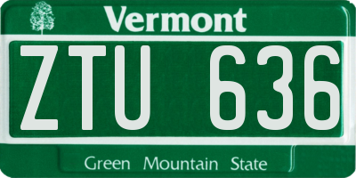 VT license plate ZTU636