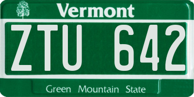 VT license plate ZTU642