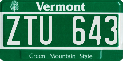 VT license plate ZTU643