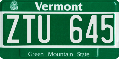 VT license plate ZTU645