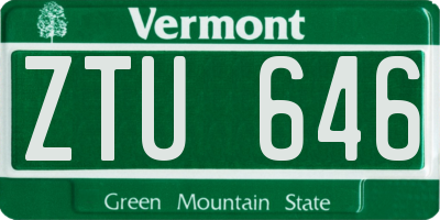 VT license plate ZTU646