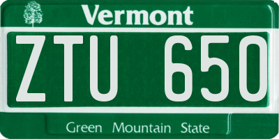 VT license plate ZTU650